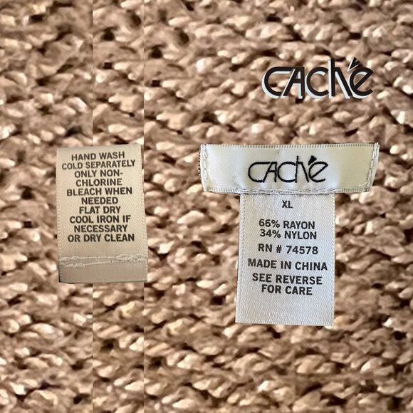 CACHE'  Women's Two-Tone Cardigan Mocha/Brown V-neckline XL - Picture 5 of 5